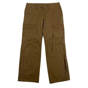 ZOLA Earthly Fashions Women Brown Cargo Pants Utility Pockets Size 32 Y2K Wide